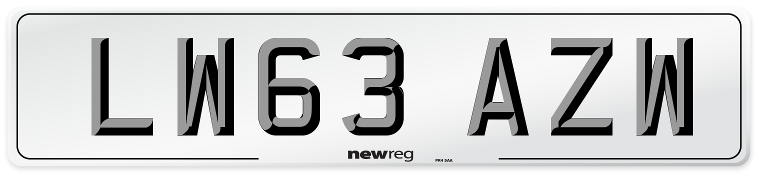 LW63 AZW Number Plate from New Reg